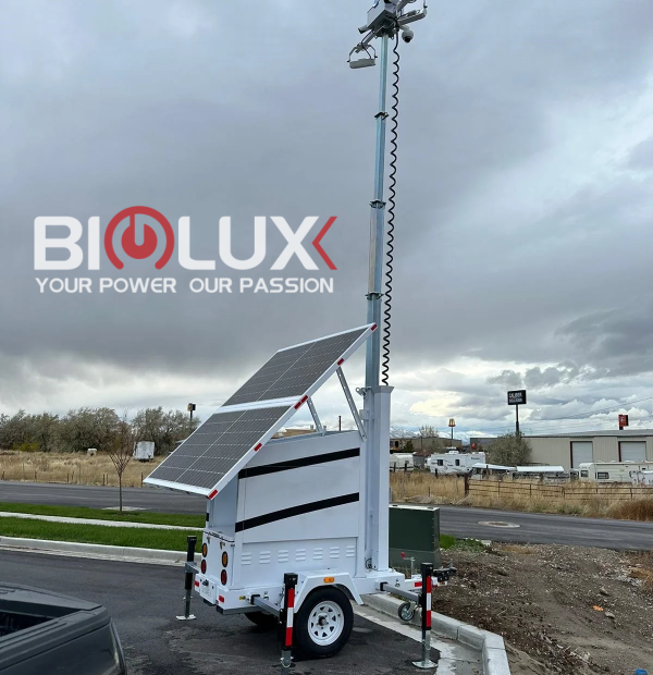 BIGLUX Livestream Mobile Solar Trailer With Security Cameras Work 24h