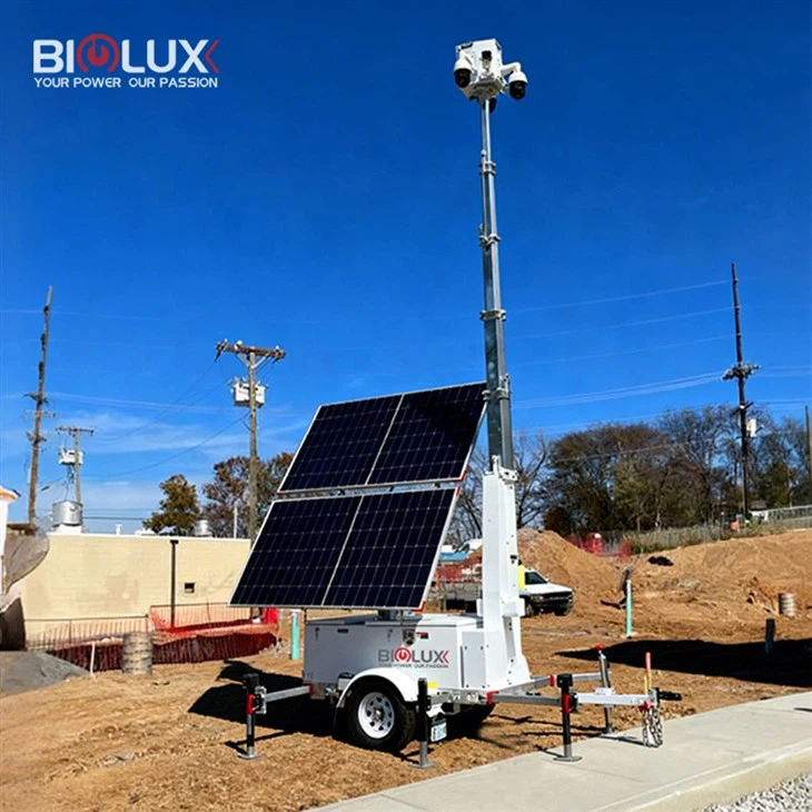 Solar-powered Mobile Surveillance Trailer For Construction Sites