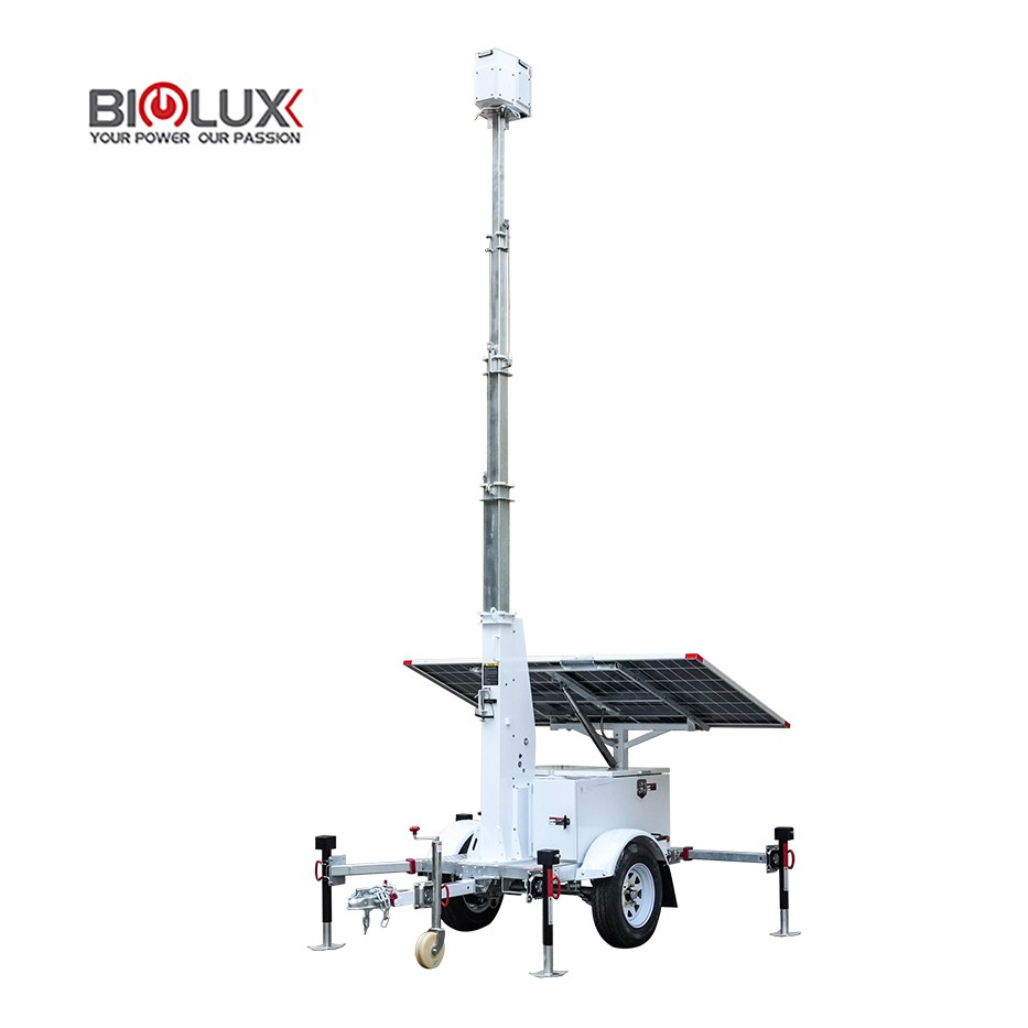 Mini Compact Solar Powered Surveillance Trailer 600W Solar Panel With Large Batteries