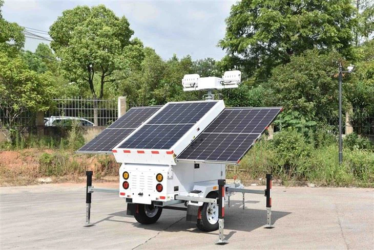 Mobile Solar CCTV Trailer With Lights