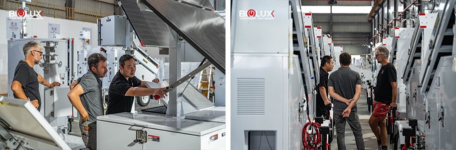 biglux-south-american-clients-inspect-solar-security-trailer biglux-south-american-clients-inspect-solar-security-trailer