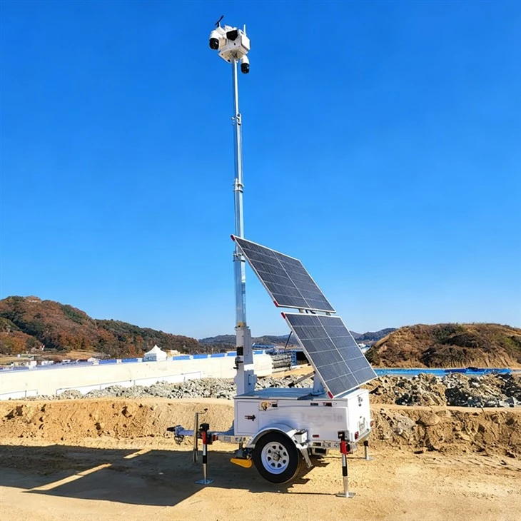 Mobile Surveillance Trailer With Solar Panels