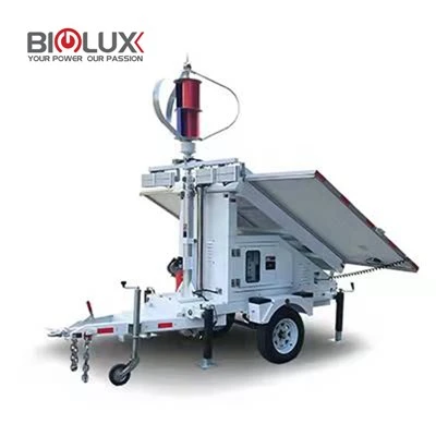 Solar Light Tower With Wind Turbine