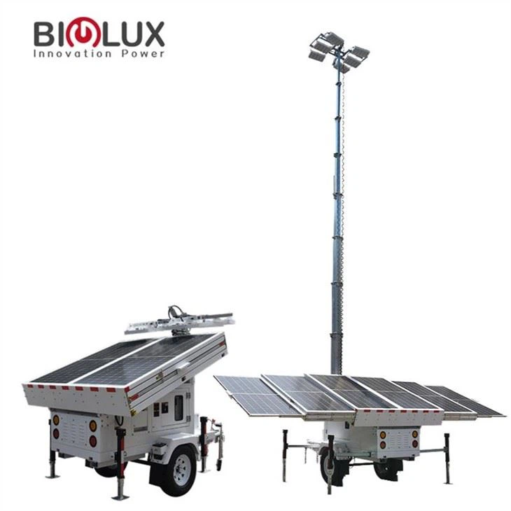 Hydraulic Lifting Solar Light Tower Trailer