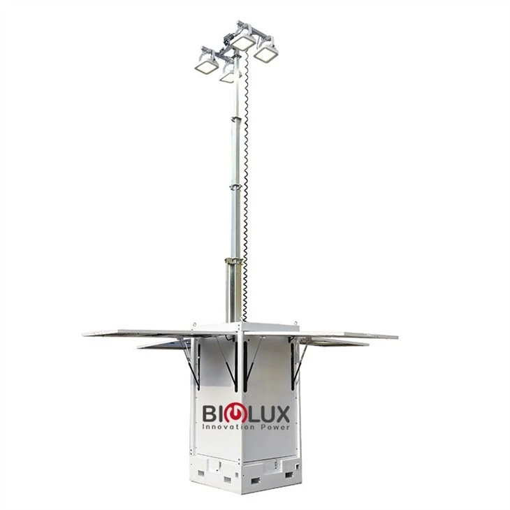 Mobile Outdoor Parking Lot Lighting Tower Cuboid Solar Panel