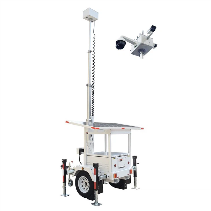 Security Camera Mounted On Solar Trailer
