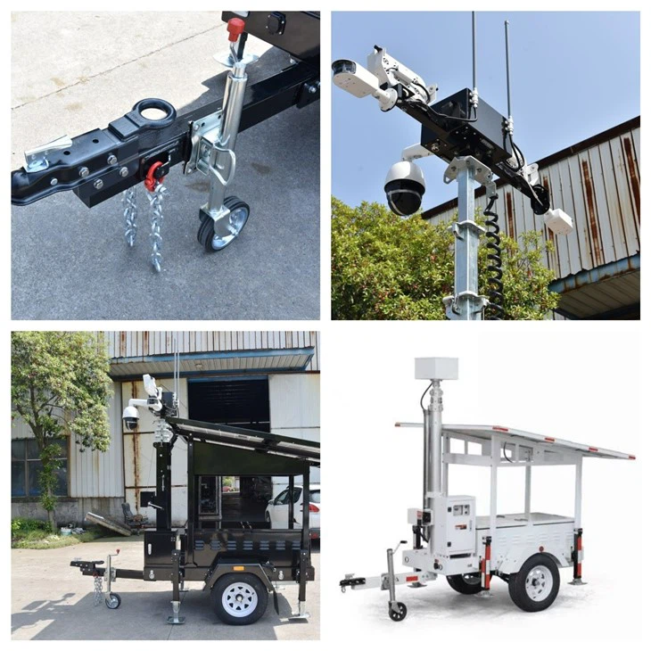 2*435W Mobile Solar CCTV Trailer With AC Charger